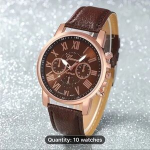 Geneva Brown and Rose Gold Watch
